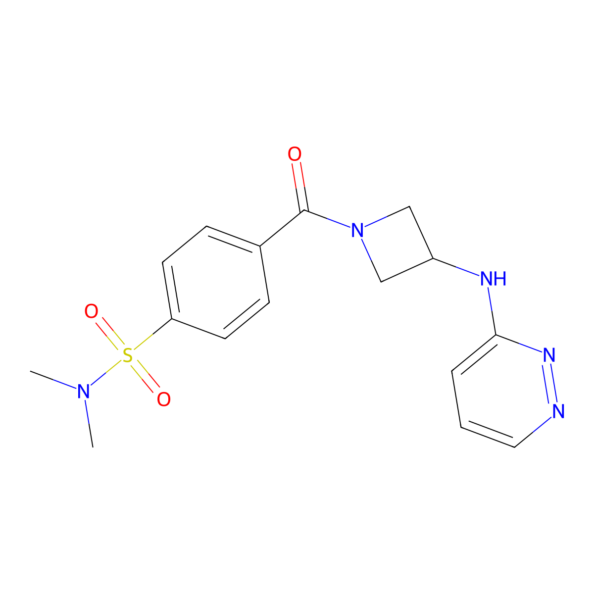 N,N-dimethyl-4-{3-[(pyridazin-3-yl)amino]azetidine-1-carbonyl}benzene-1-sulfonamide molecular structure, CAS 2097864-68-9