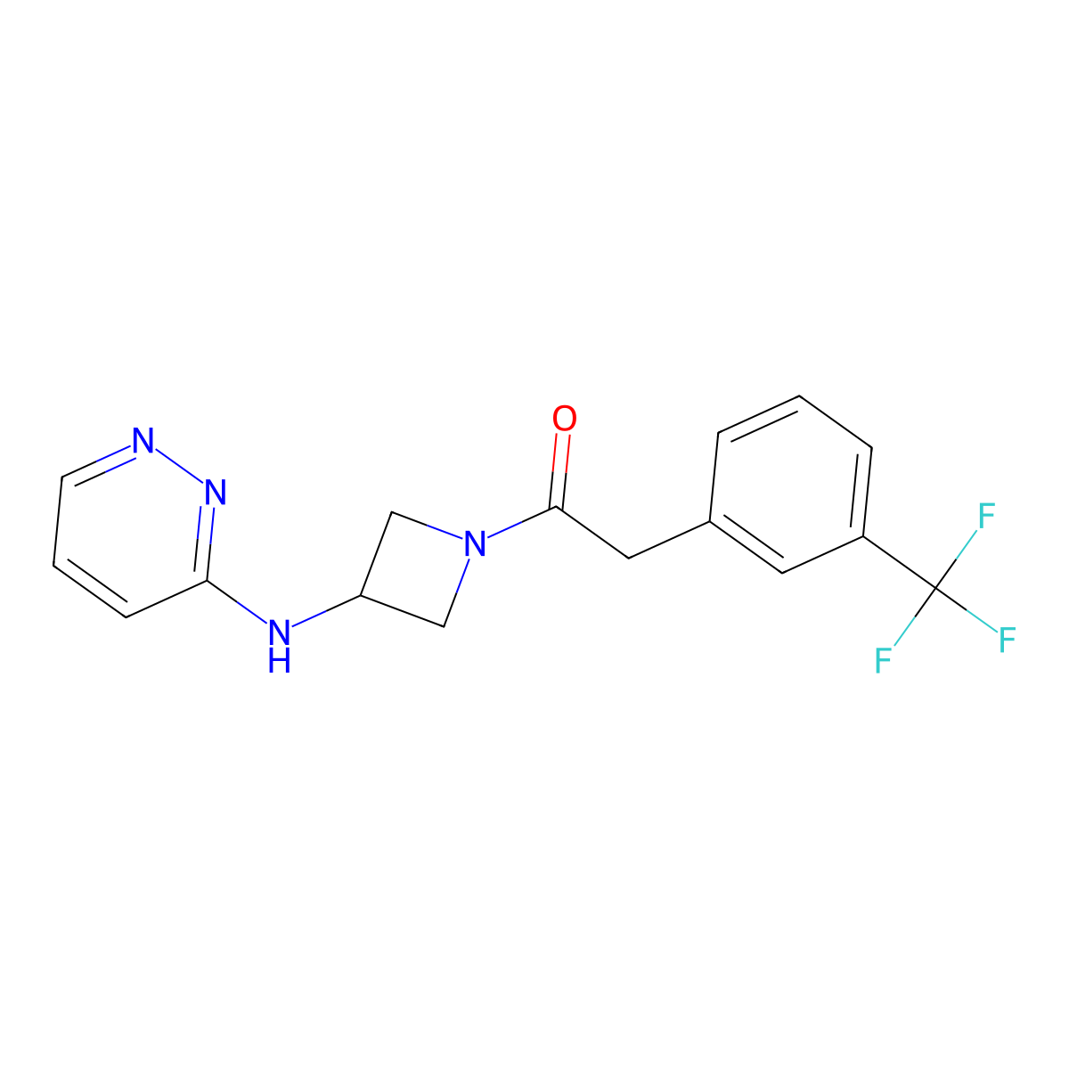 1-{3-[(Pyridazin-3-yl)amino]azetidin-1-yl}-2-[3-(trifluoromethyl)phenyl]ethan-1-one molecular structure, CAS 2097864-71-4