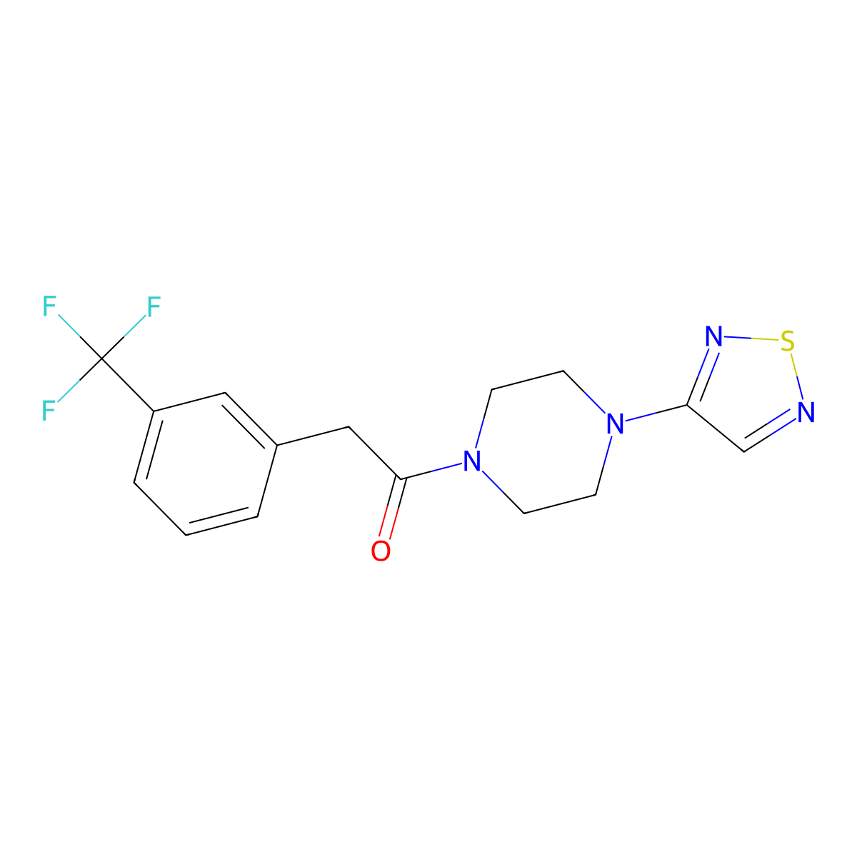 1-[4-(1,2,5-Thiadiazol-3-yl)piperazin-1-yl]-2-[3-(trifluoromethyl)phenyl]ethan-1-one molecular structure, CAS 2097864-86-1