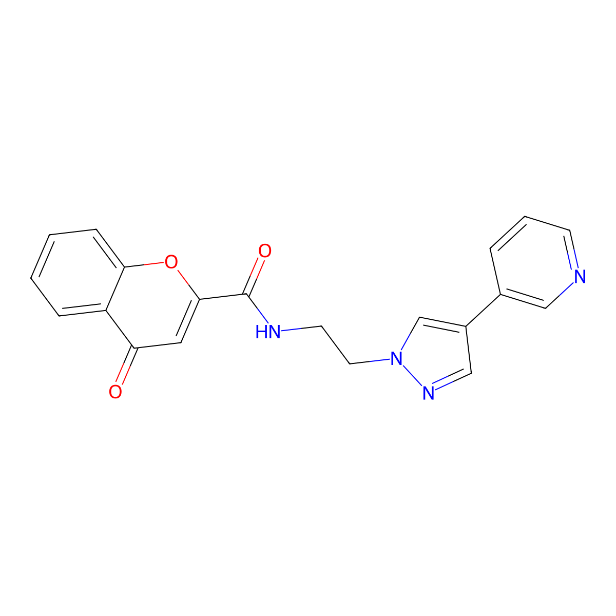 4-oxo-N-{2-[4-(pyridin-3-yl)-1H-pyrazol-1-yl]ethyl}-4H-chromene-2-carboxamide molecular structure, CAS 2097864-90-7