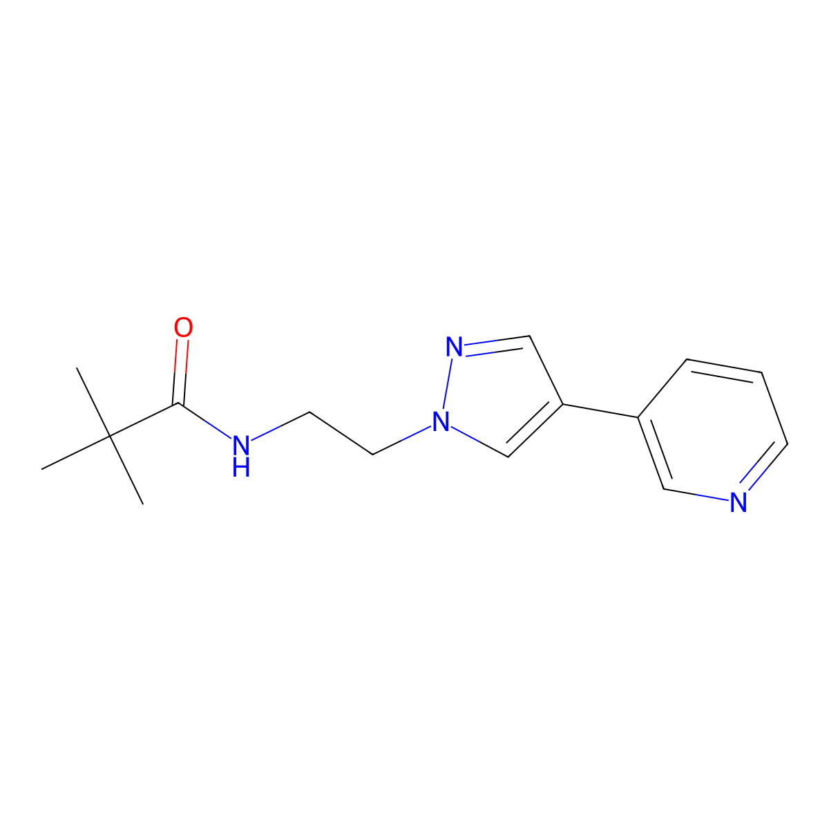 2,2-dimethyl-N-{2-[4-(pyridin-3-yl)-1H-pyrazol-1-yl]ethyl}propanamide molecular structure, CAS 2097864-99-6