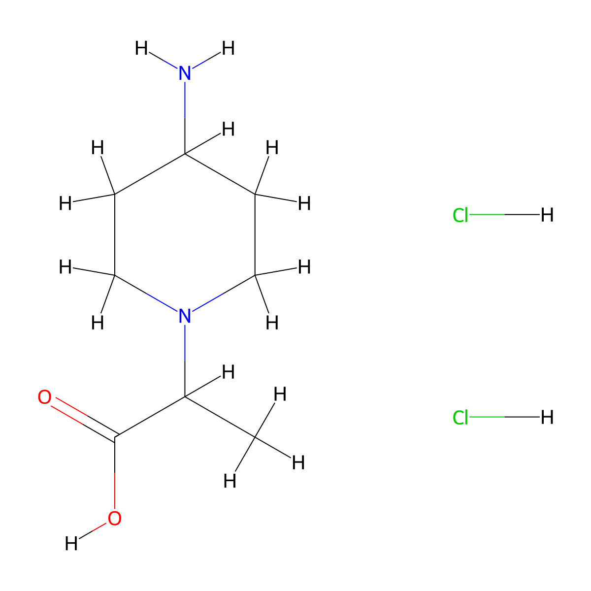 2-(4-Aminopiperidin-1-yl)propanoic acid dihydrochloride molecular structure, CAS 2097865-09-1