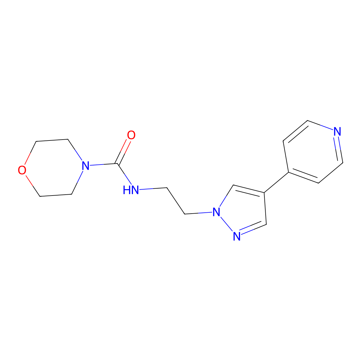 N-{2-[4-(pyridin-4-yl)-1H-pyrazol-1-yl]ethyl}morpholine-4-carboxamide molecular structure, CAS 2097865-12-6