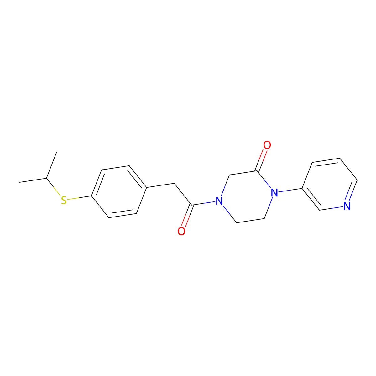 4-{2-[4-(Propan-2-ylsulfanyl)phenyl]acetyl}-1-(pyridin-3-yl)piperazin-2-one molecular structure, CAS 2097865-25-1