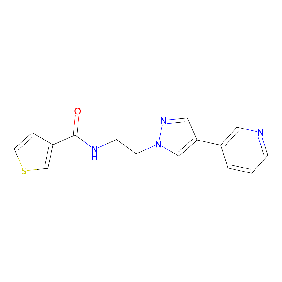 N-{2-[4-(pyridin-3-yl)-1H-pyrazol-1-yl]ethyl}thiophene-3-carboxamide molecular structure, CAS 2097865-27-3