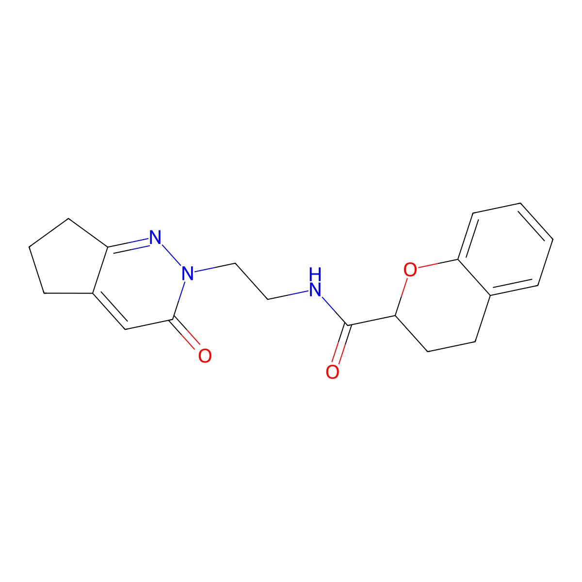 N-(2-(3-oxo-3,5,6,7-tetrahydro-2H-cyclopenta[c]pyridazin-2-yl)ethyl)chroman-2-carboxamide molecular structure, CAS 2097865-51-3