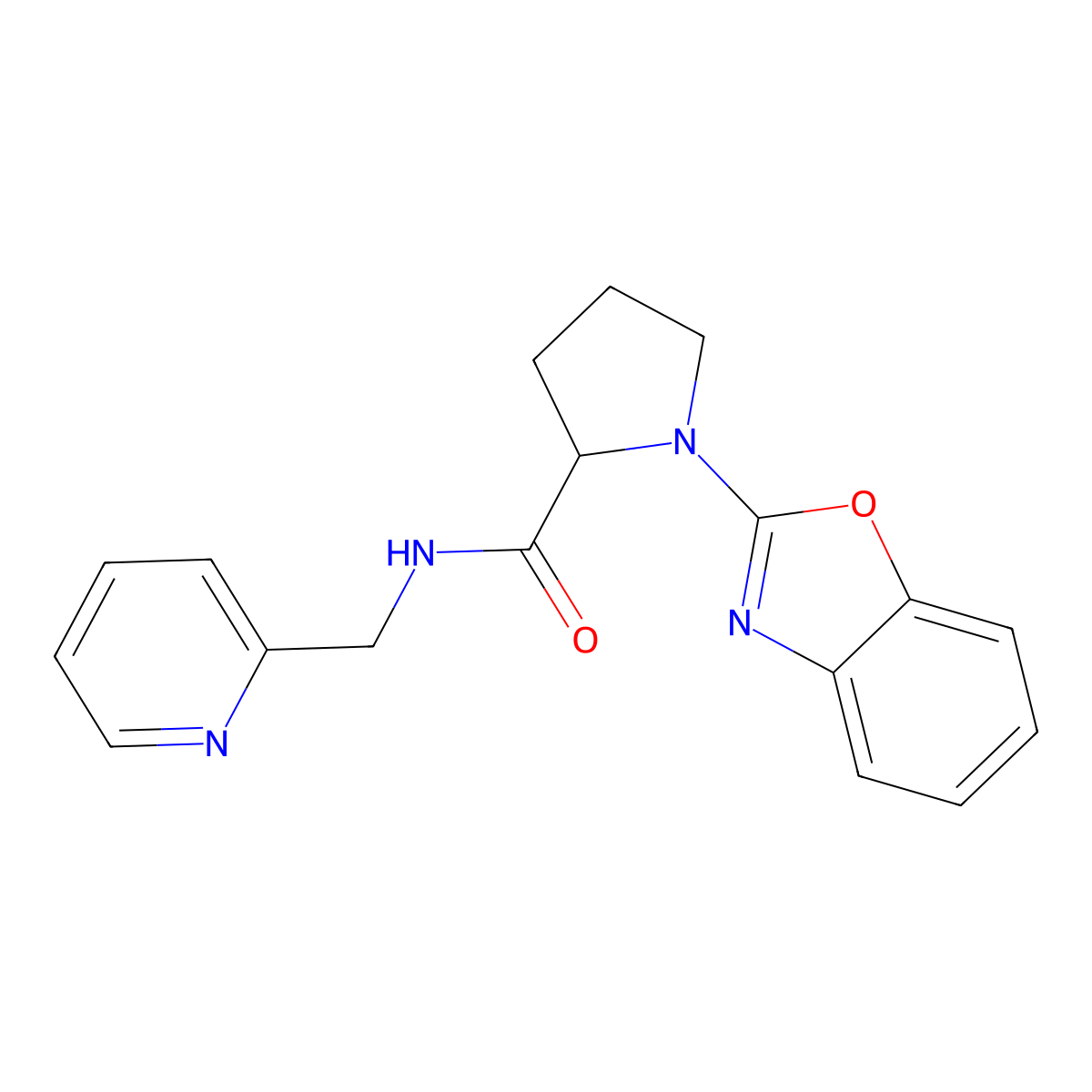 1-(1,3-benzoxazol-2-yl)-N-[(pyridin-2-yl)methyl]pyrrolidine-2-carboxamide molecular structure, CAS 2097865-59-1