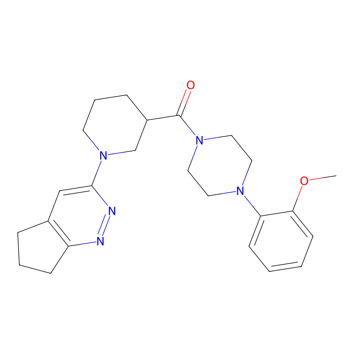 1-(1-{5H,6H,7H-cyclopenta[c]pyridazin-3-yl}piperidine-3-carbonyl)-4-(2-methoxyphenyl)piperazine molecular structure, CAS 2097865-71-7
