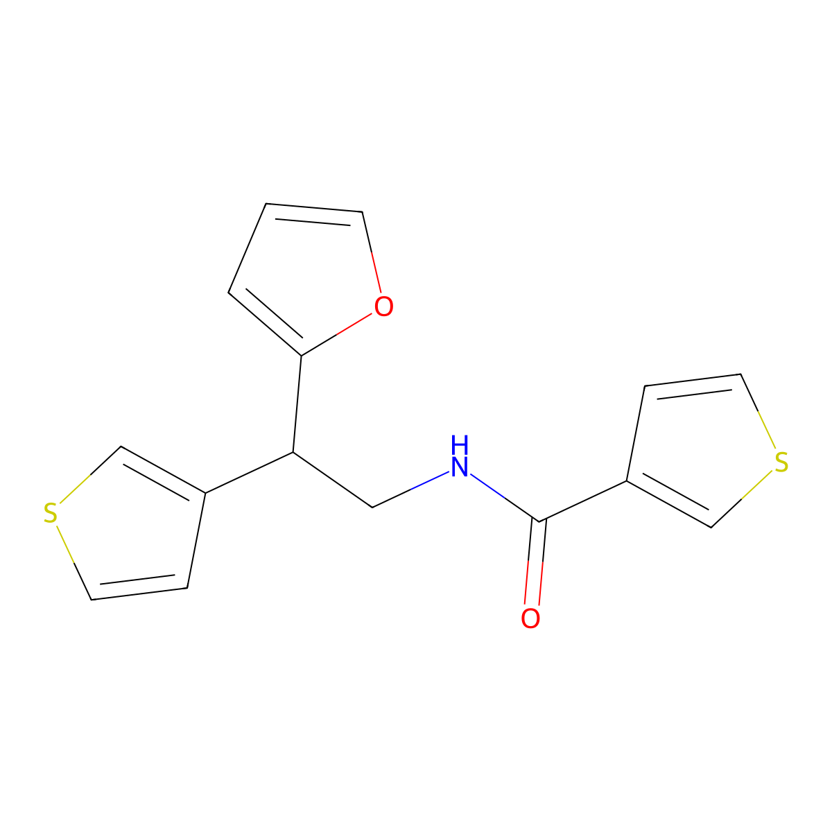 N-[2-(furan-2-yl)-2-(thiophen-3-yl)ethyl]thiophene-3-carboxamide molecular structure, CAS 2097865-76-2
