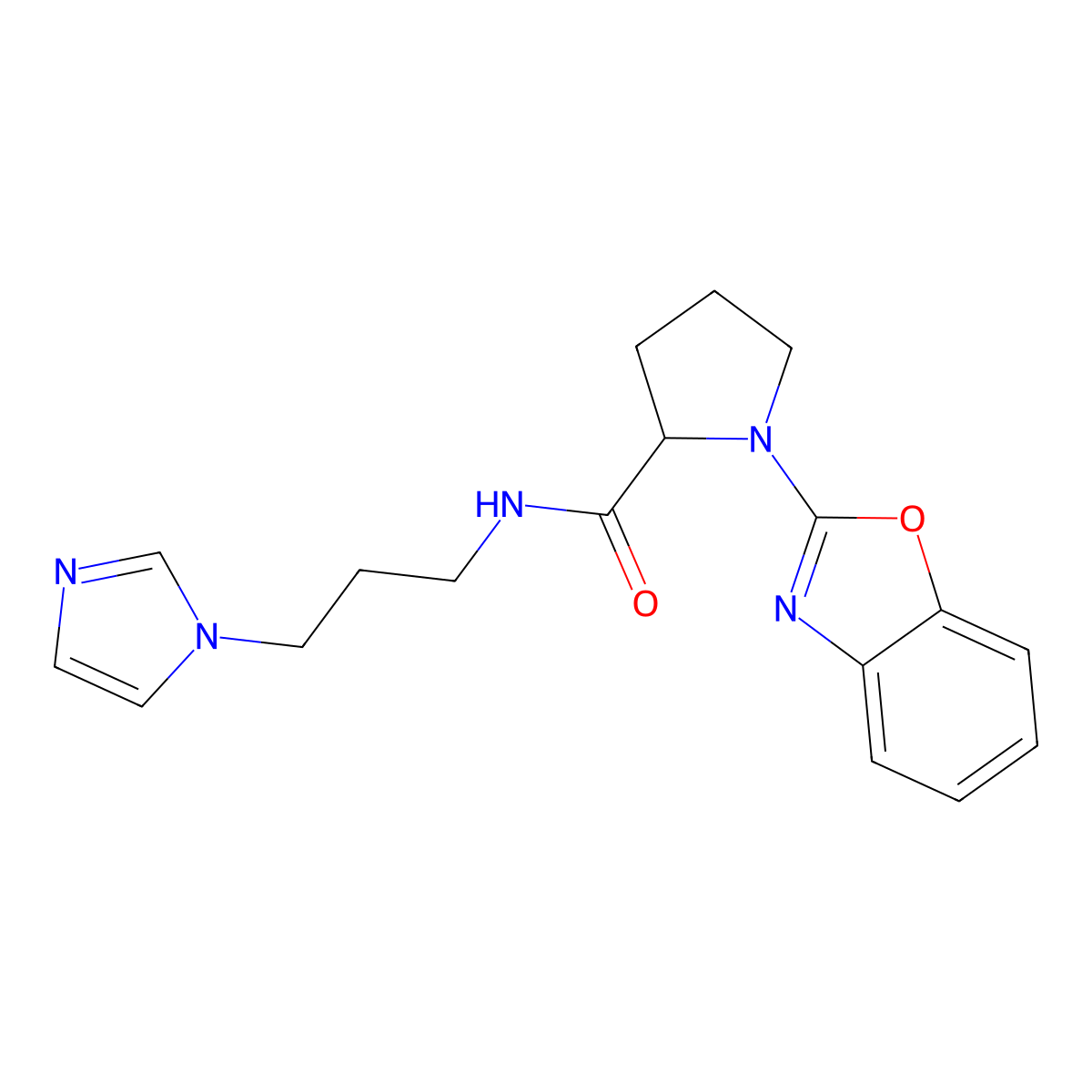 1-(1,3-benzoxazol-2-yl)-N-[3-(1H-imidazol-1-yl)propyl]pyrrolidine-2-carboxamide molecular structure, CAS 2097865-79-5