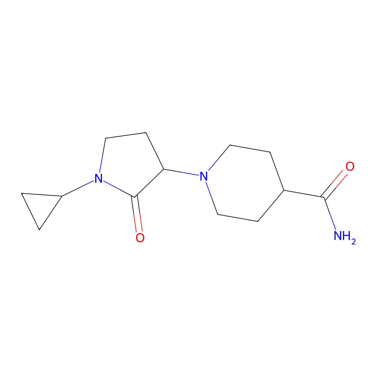 1-(1-Cyclopropyl-2-oxopyrrolidin-3-yl)piperidine-4-carboxamide molecular structure, CAS 2097866-03-8