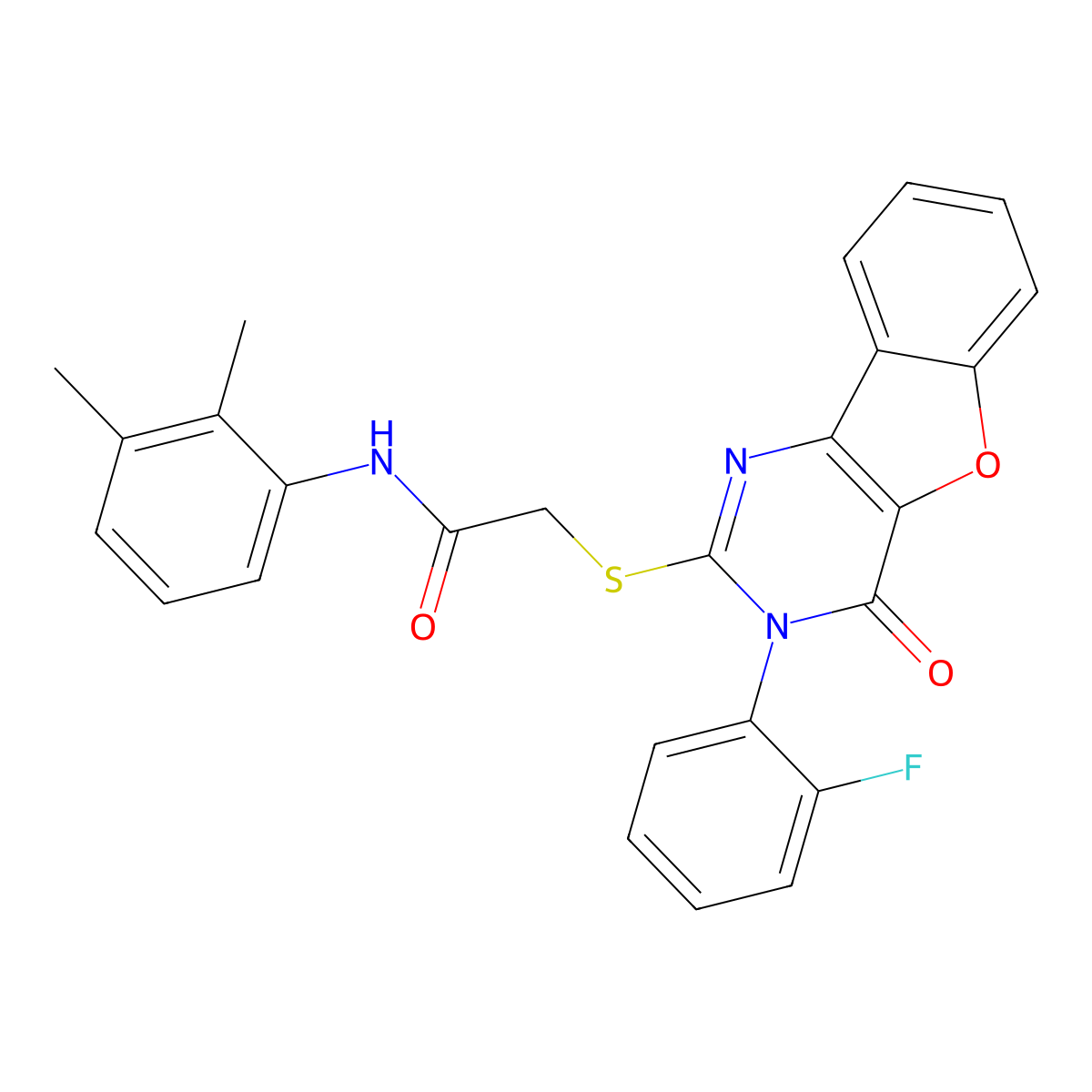 N-(2,3-dimethylphenyl)-2-{[5-(2-fluorophenyl)-6-oxo-8-oxa-3,5-diazatricyclo[7.4.0.0^{2,7}]trideca-1(9),2(7),3,10,12-pentaen-4-yl]sulfanyl}acetamide molecular structure, CAS 2097866-04-9
