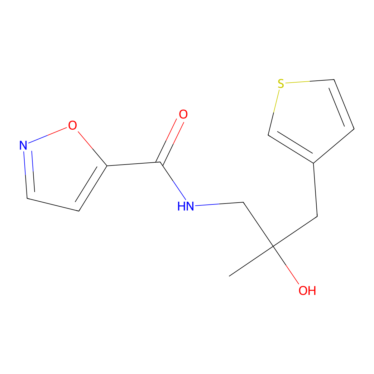 N-[2-hydroxy-2-methyl-3-(thiophen-3-yl)propyl]-1,2-oxazole-5-carboxamide molecular structure, CAS 2097866-05-0