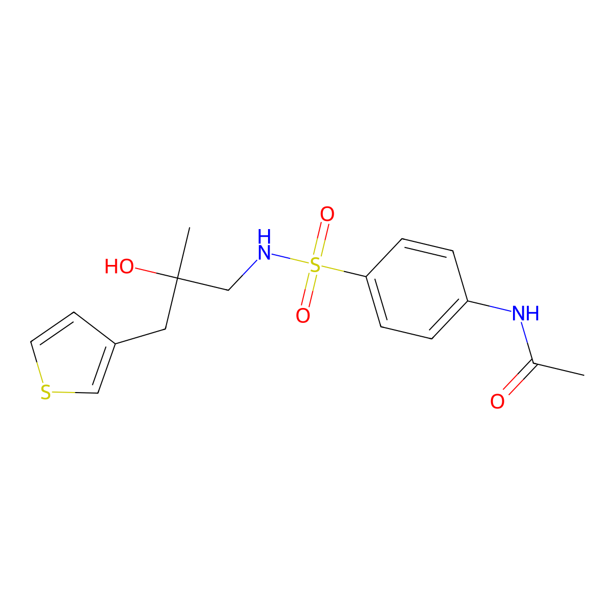 N-[4-({2-hydroxy-2-[(thiophen-3-yl)methyl]propyl}sulfamoyl)phenyl]acetamide molecular structure, CAS 2097866-12-9