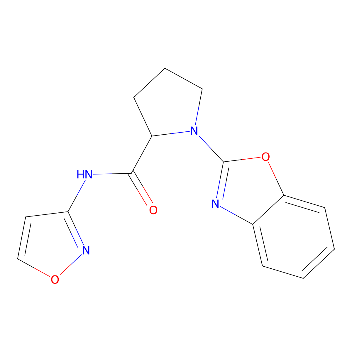 1-(1,3-benzoxazol-2-yl)-N-(1,2-oxazol-3-yl)pyrrolidine-2-carboxamide molecular structure, CAS 2097866-19-6