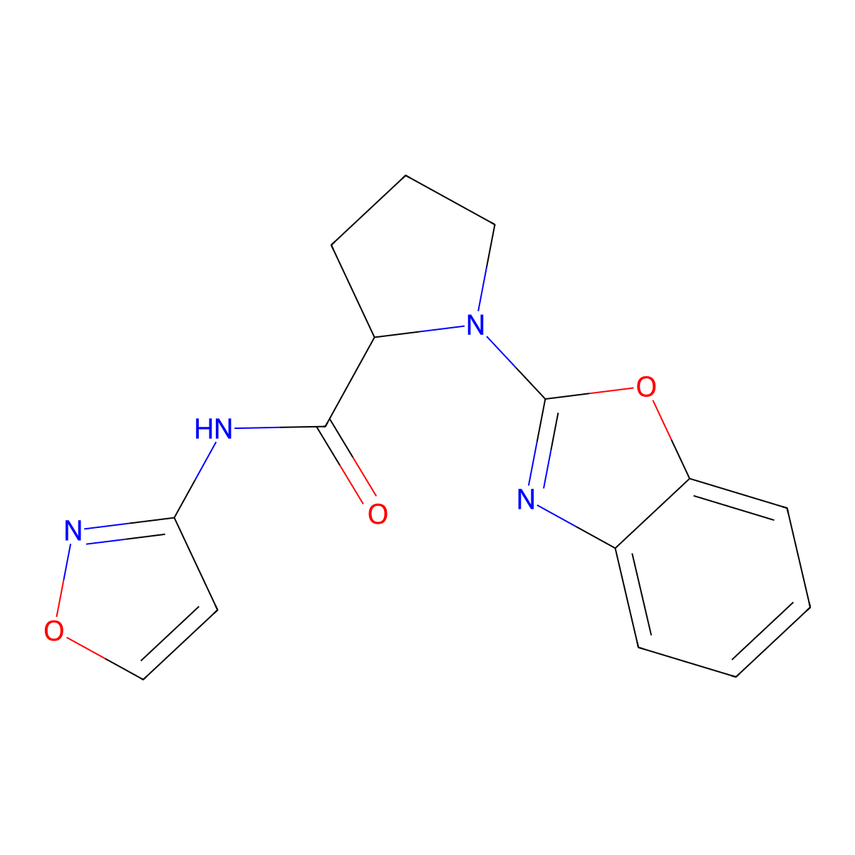 1-(1,3-benzoxazol-2-yl)-N-(1,2-oxazol-3-yl)pyrrolidine-2-carboxamide molecular structure, CAS 2097866-19-6