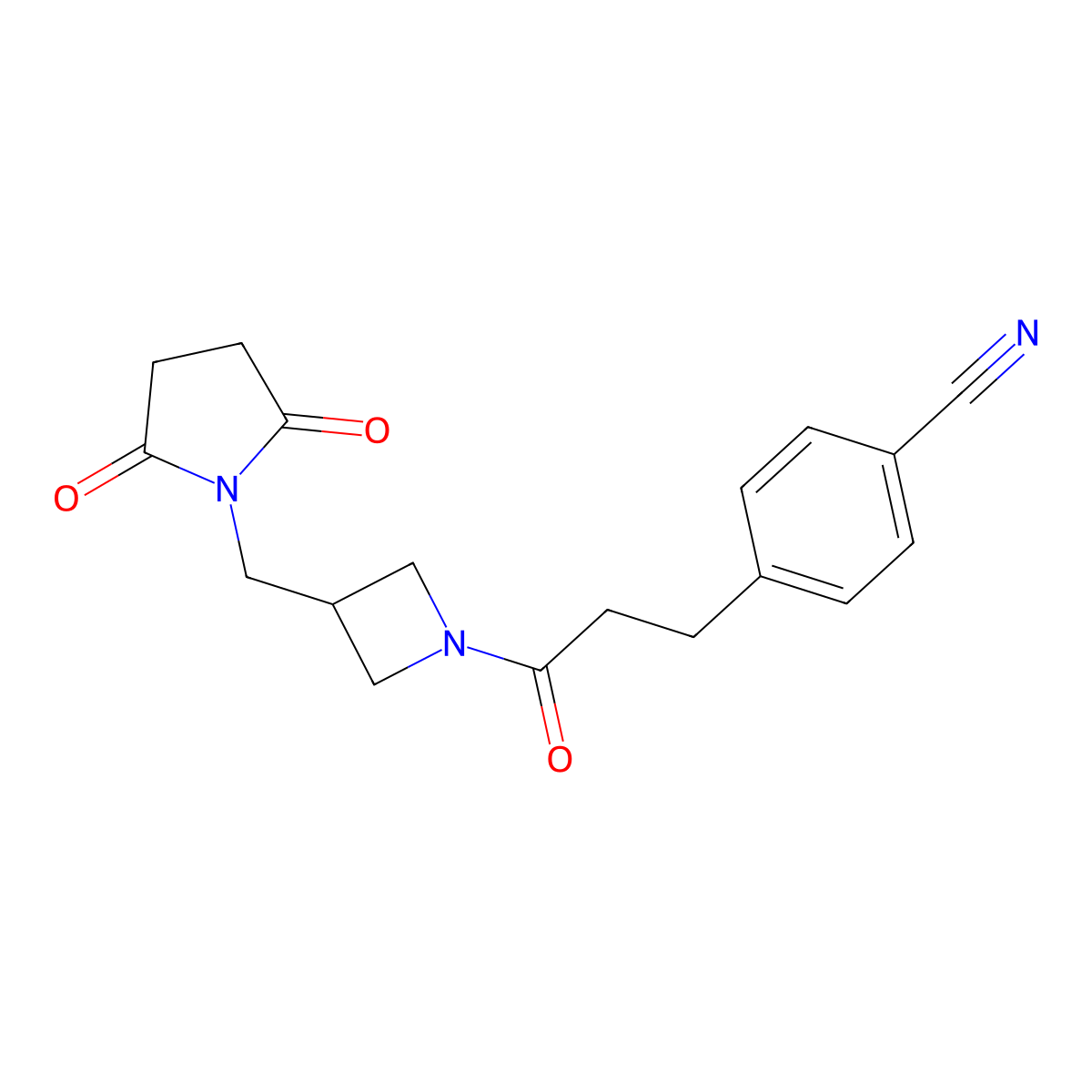 4-(3-{3-[(2,5-Dioxopyrrolidin-1-yl)methyl]azetidin-1-yl}-3-oxopropyl)benzonitrile molecular structure, CAS 2097866-22-1