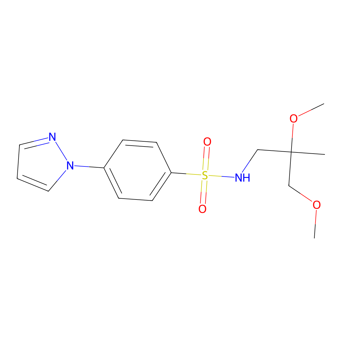 N-(2,3-dimethoxy-2-methylpropyl)-4-(1H-pyrazol-1-yl)benzene-1-sulfonamide molecular structure, CAS 2097866-23-2