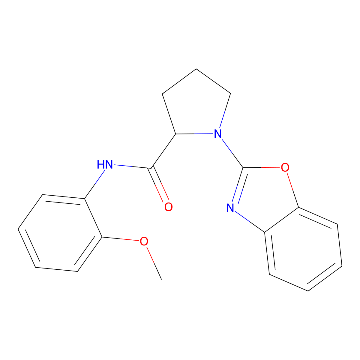 1-(1,3-benzoxazol-2-yl)-N-(2-methoxyphenyl)pyrrolidine-2-carboxamide molecular structure, CAS 2097866-27-6