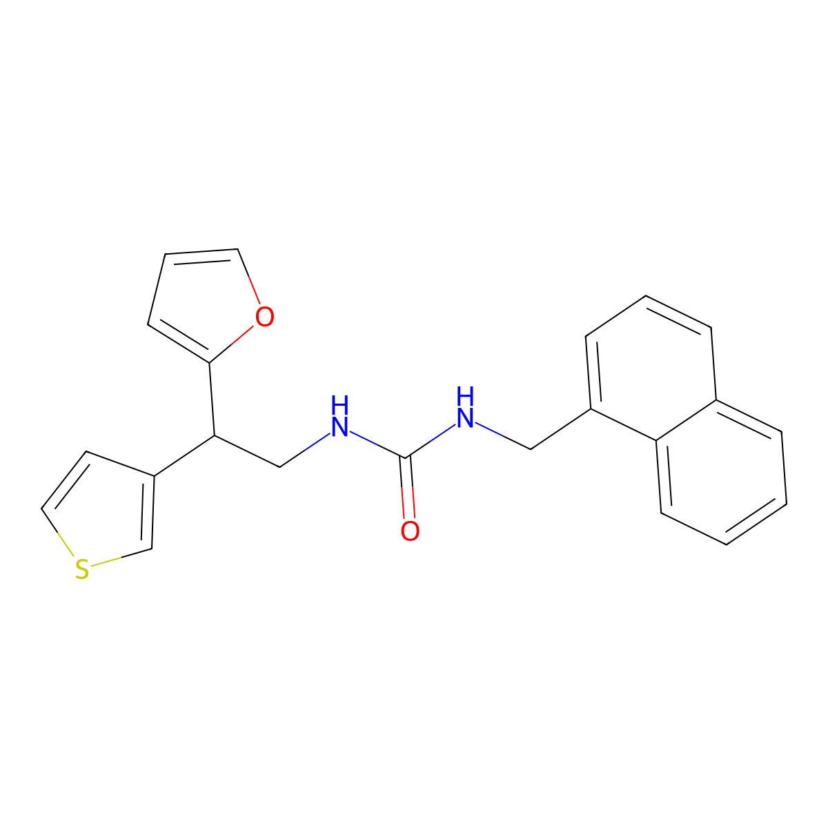3-[2-(Furan-2-yl)-2-(thiophen-3-yl)ethyl]-1-[(naphthalen-1-yl)methyl]urea molecular structure, CAS 2097866-31-2