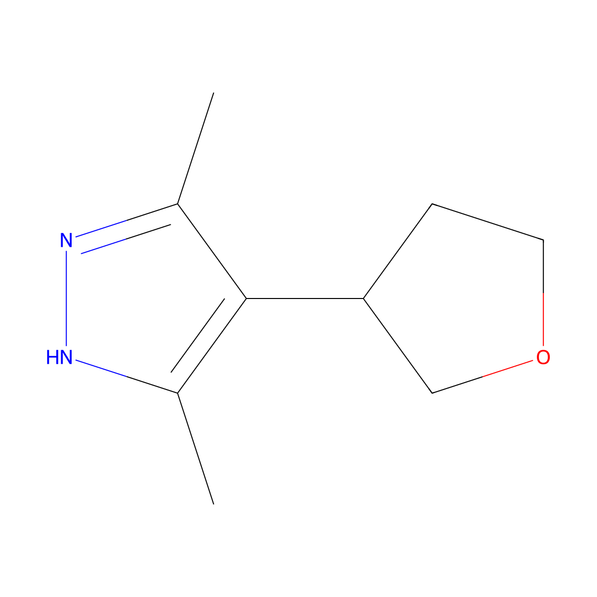 3,5-dimethyl-4-(oxolan-3-yl)-1H-pyrazole molecular structure, CAS 2097866-33-4