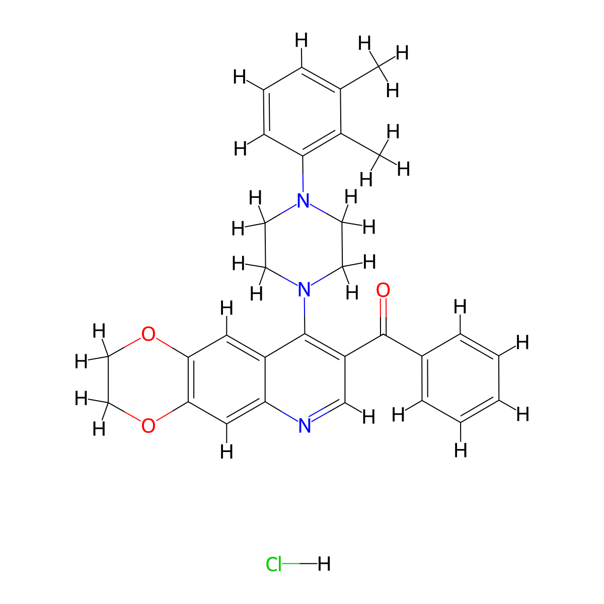 1-{8-benzoyl-2H,3H-[1,4]dioxino[2,3-g]quinolin-9-yl}-4-(2,3-dimethylphenyl)piperazine hydrochloride molecular structure, CAS 2097866-35-6