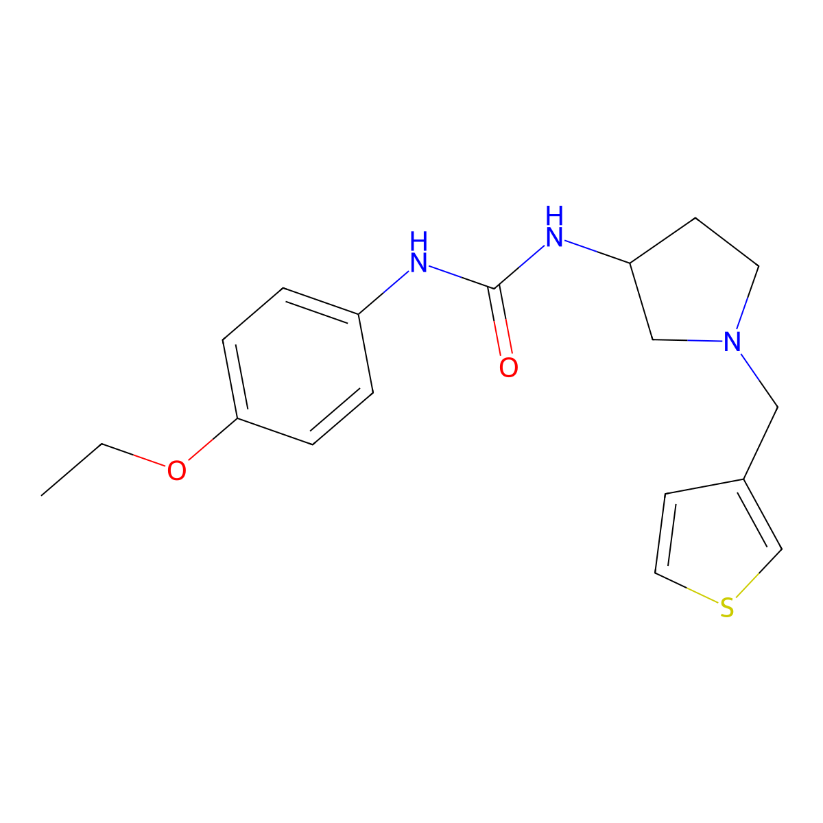 1-(4-Ethoxyphenyl)-3-{1-[(thiophen-3-yl)methyl]pyrrolidin-3-yl}urea molecular structure, CAS 2097866-40-3