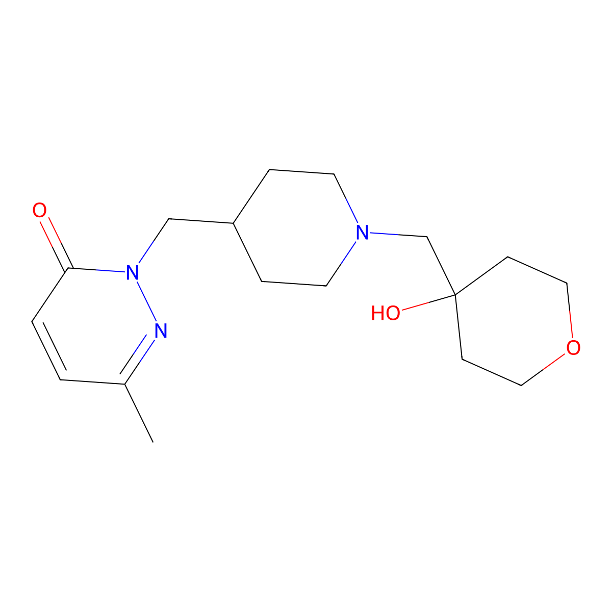 2-({1-[(4-Hydroxyoxan-4-yl)methyl]piperidin-4-yl}methyl)-6-methyl-2,3-dihydropyridazin-3-one molecular structure, CAS 2097866-45-8