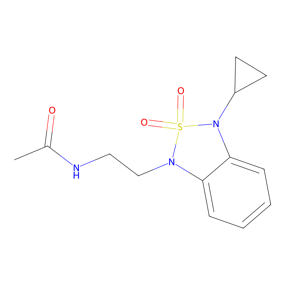 N-[2-(3-cyclopropyl-2,2-dioxo-1,3-dihydro-2lambda6,1,3-benzothiadiazol-1-yl)ethyl]acetamide molecular structure, CAS 2097866-46-9