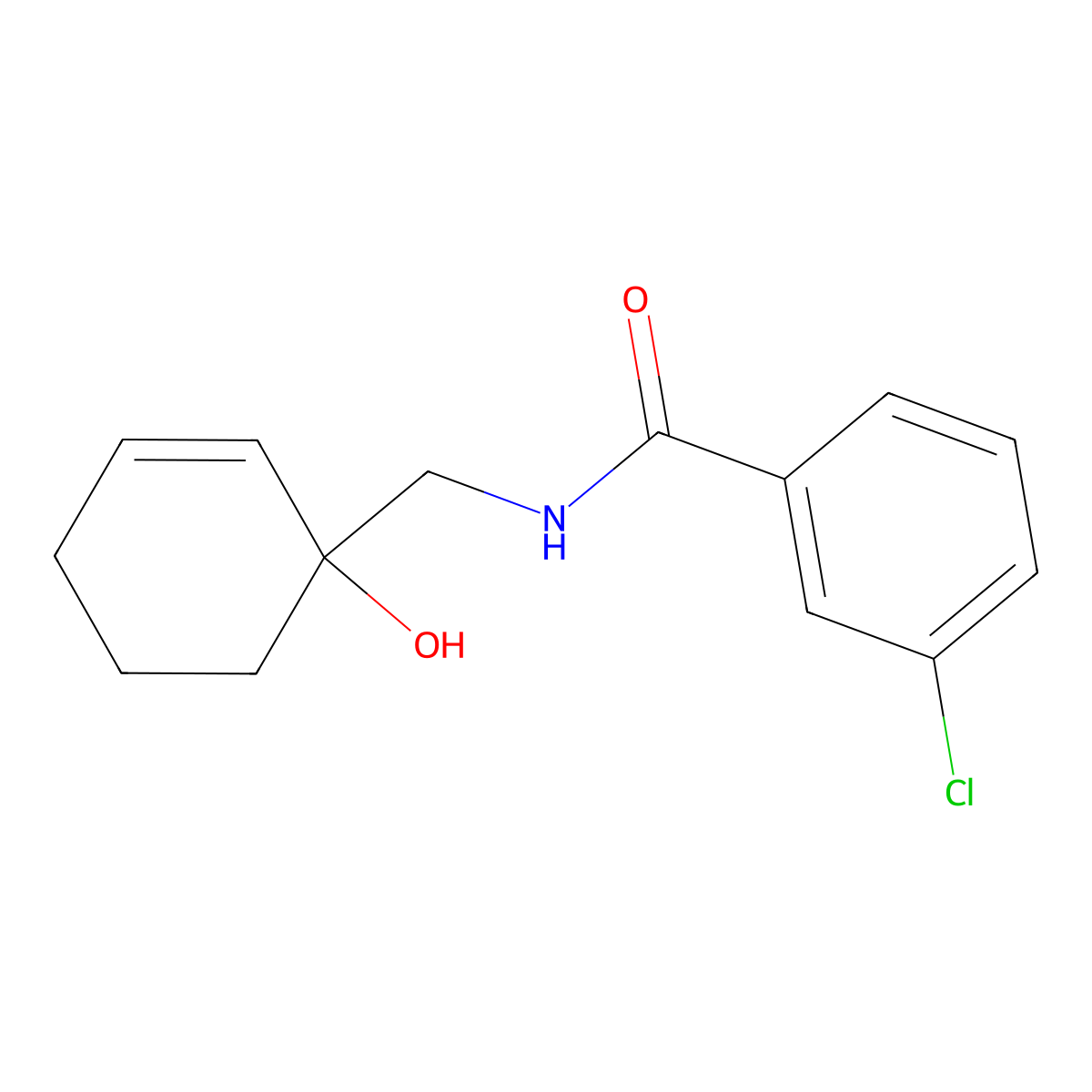 3-chloro-N-[(1-hydroxycyclohex-2-en-1-yl)methyl]benzamide molecular structure, CAS 2097866-54-9