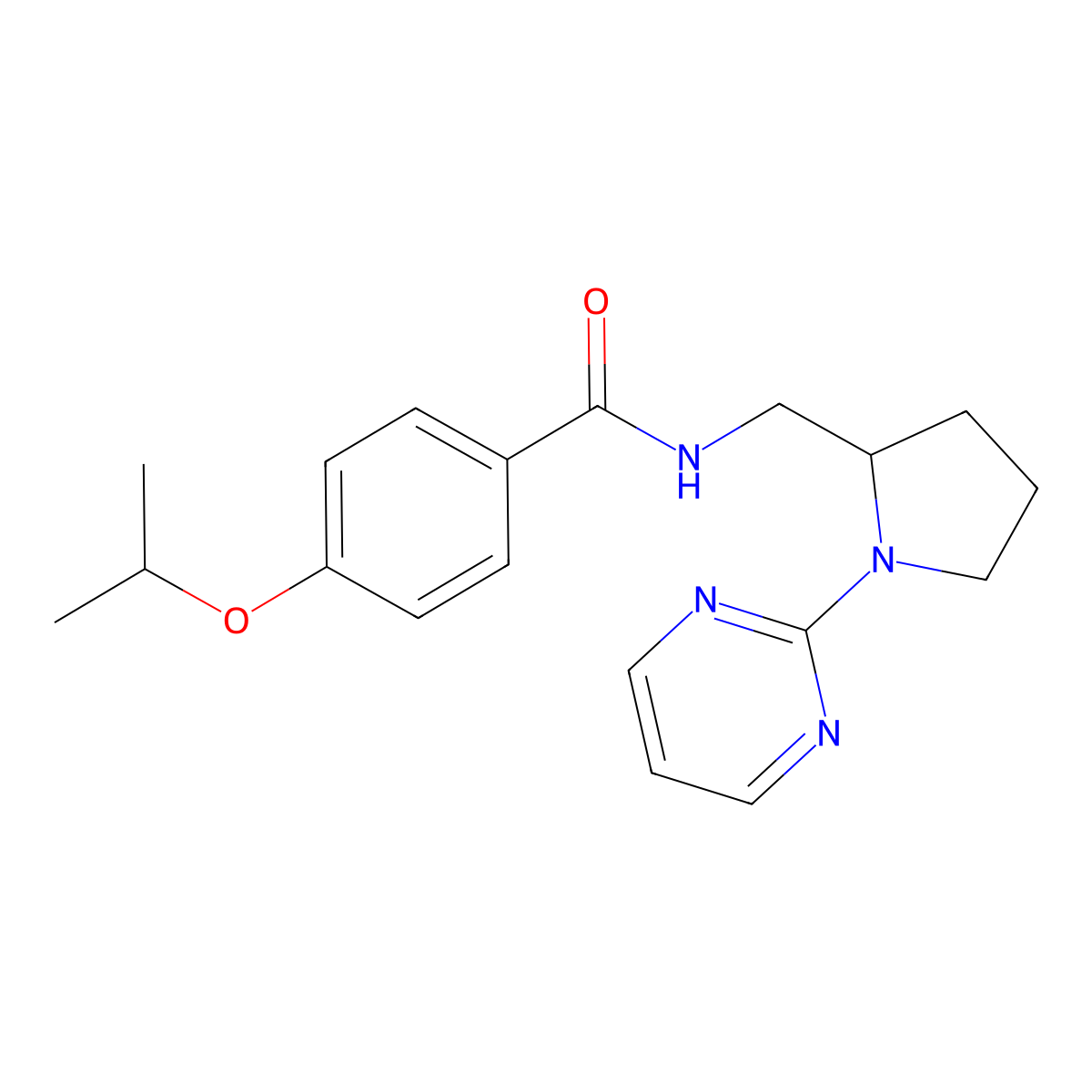 4-(propan-2-yloxy)-N-{[1-(pyrimidin-2-yl)pyrrolidin-2-yl]methyl}benzamide molecular structure, CAS 2097866-59-4