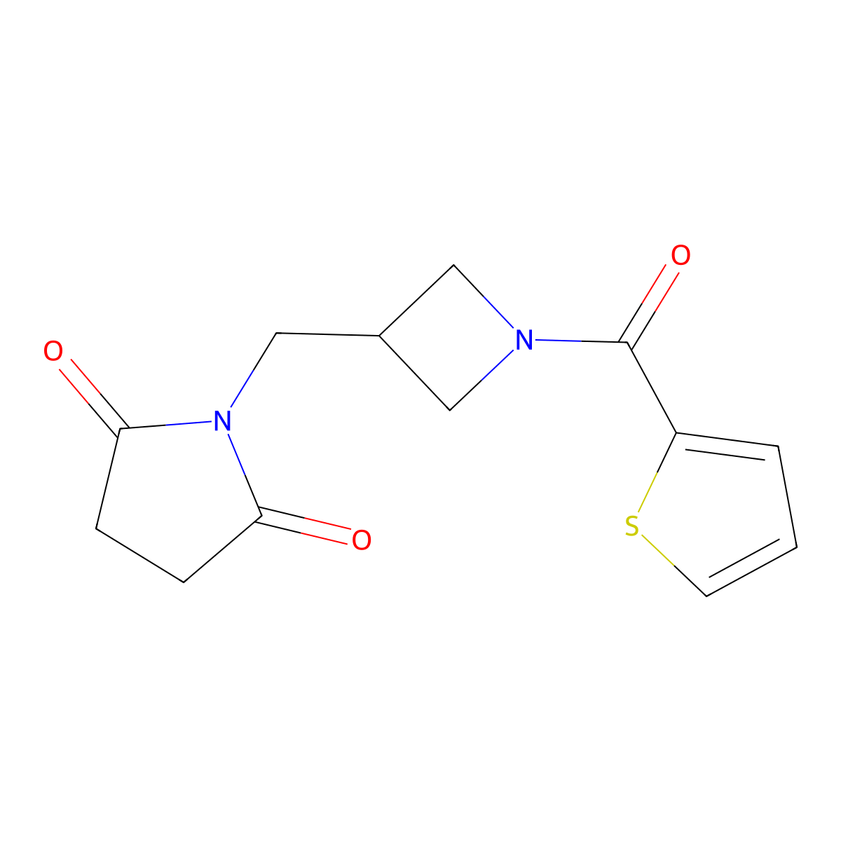 1-{[1-(Thiophene-2-carbonyl)azetidin-3-yl]methyl}pyrrolidine-2,5-dione molecular structure, CAS 2097866-61-8