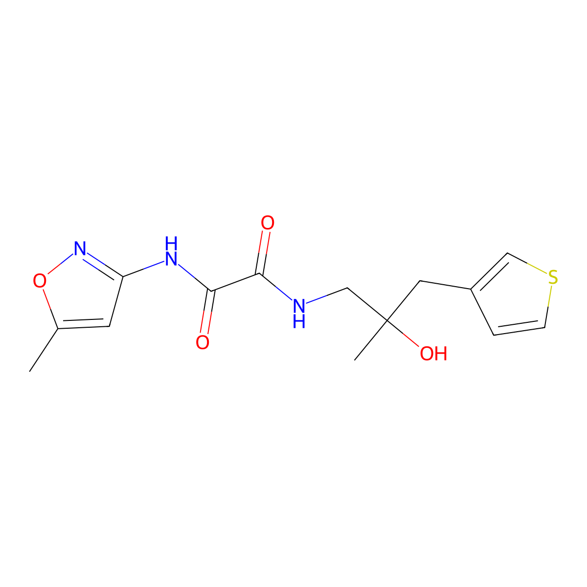 N'-[2-hydroxy-2-methyl-3-(thiophen-3-yl)propyl]-N-(5-methyl-1,2-oxazol-3-yl)ethanediamide molecular structure, CAS 2097866-62-9