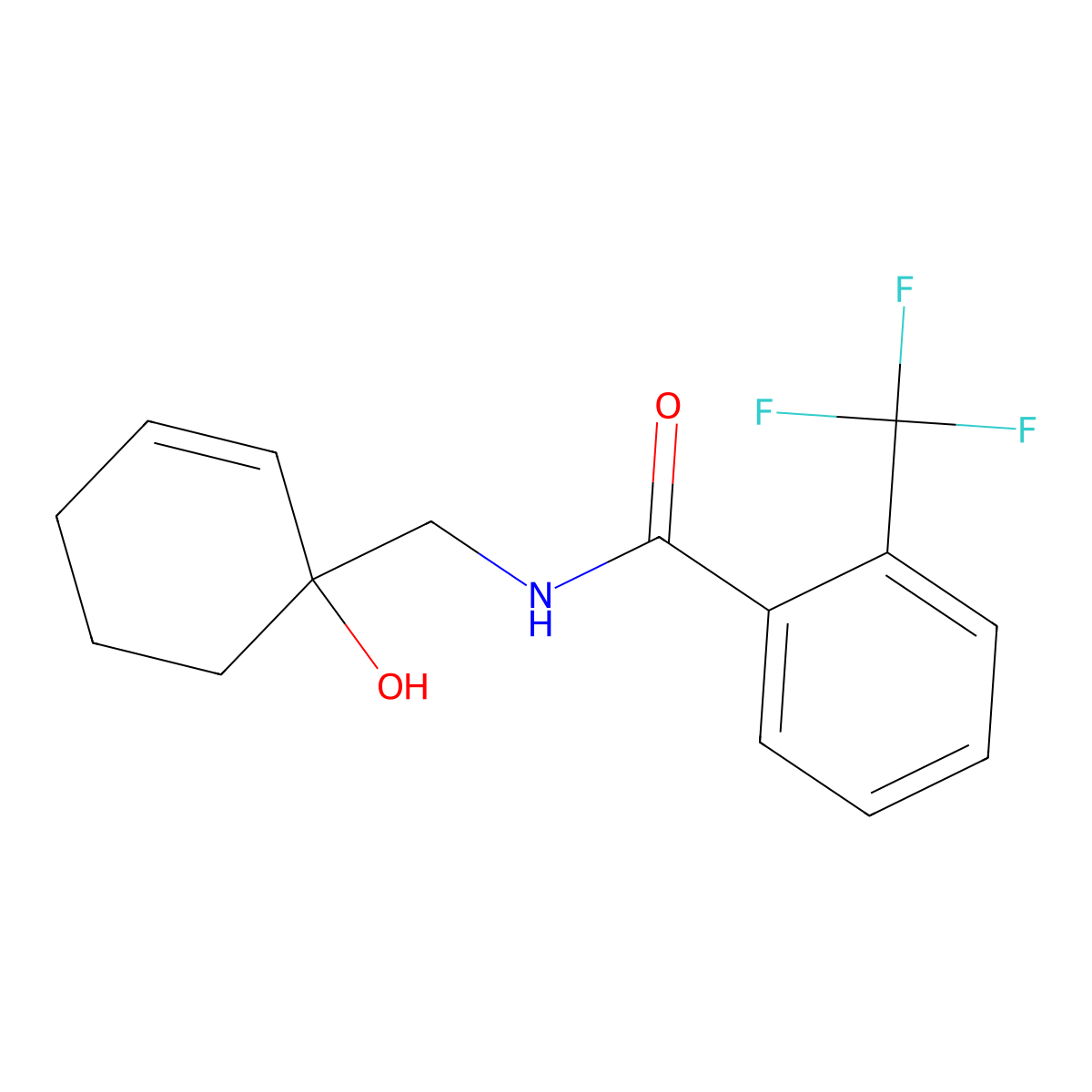 N-[(1-hydroxycyclohex-2-en-1-yl)methyl]-2-(trifluoromethyl)benzamide molecular structure, CAS 2097866-63-0