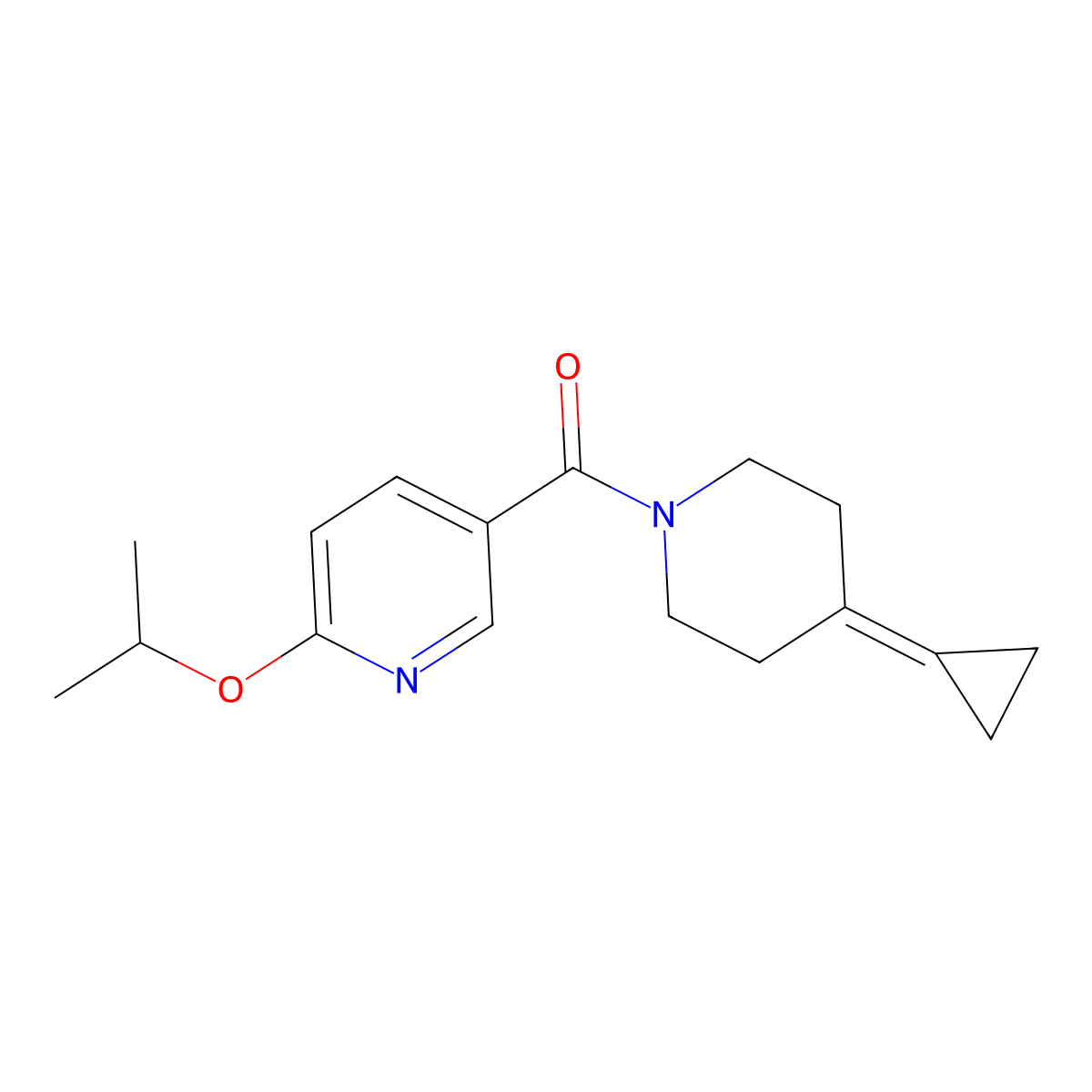 (4-Cyclopropylidenepiperidin-1-yl)(6-isopropoxypyridin-3-yl)methanone molecular structure, CAS 2097866-67-4