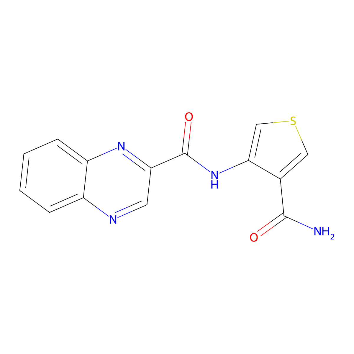 N-(4-carbamoylthiophen-3-yl)quinoxaline-2-carboxamide molecular structure, CAS 2097866-77-6