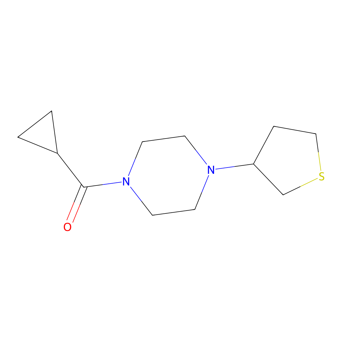 1-Cyclopropanecarbonyl-4-(thiolan-3-yl)piperazine molecular structure, CAS 2097866-79-8