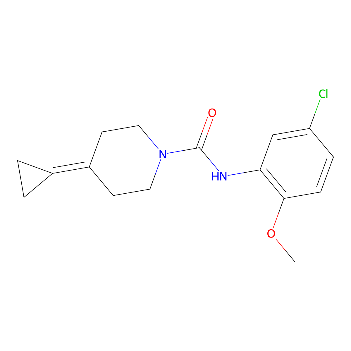 N-(5-chloro-2-methoxyphenyl)-4-cyclopropylidenepiperidine-1-carboxamide molecular structure, CAS 2097866-85-6