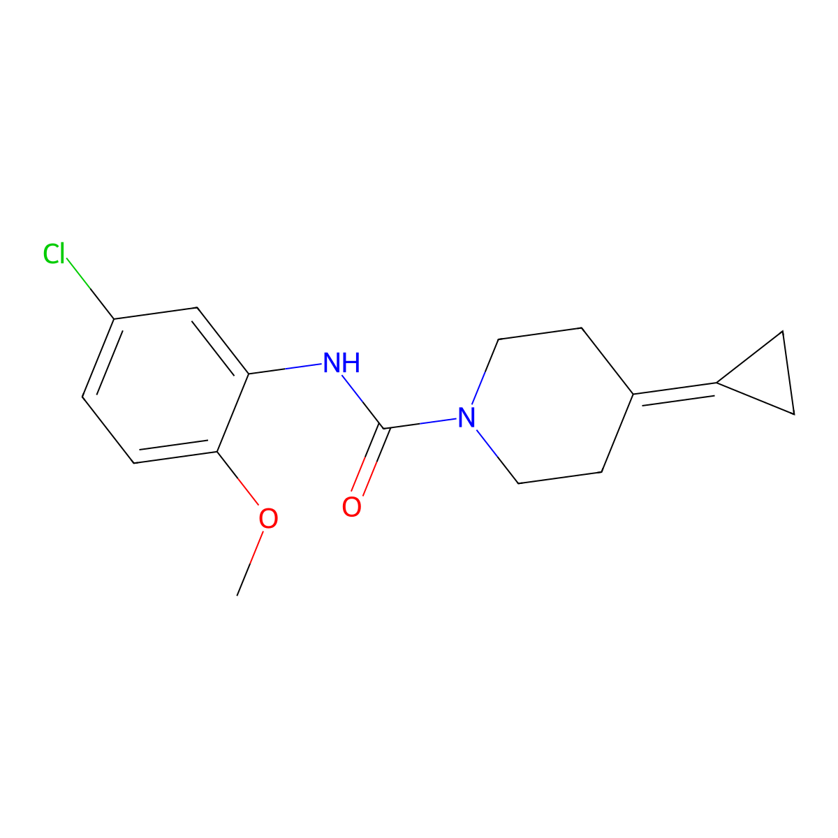 N-(5-chloro-2-methoxyphenyl)-4-cyclopropylidenepiperidine-1-carboxamide molecular structure, CAS 2097866-85-6