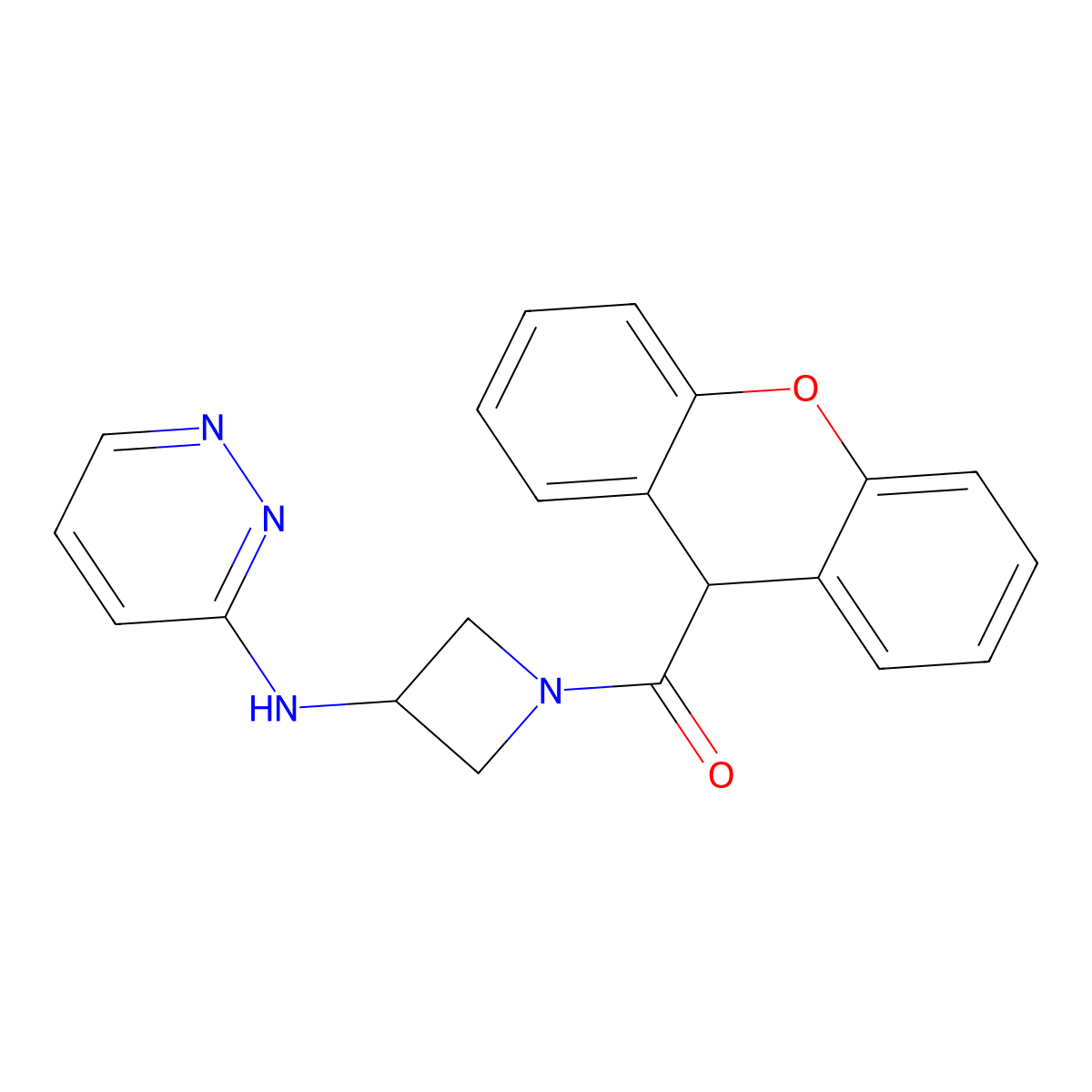 N-[1-(9H-xanthene-9-carbonyl)azetidin-3-yl]pyridazin-3-amine molecular structure, CAS 2097866-86-7