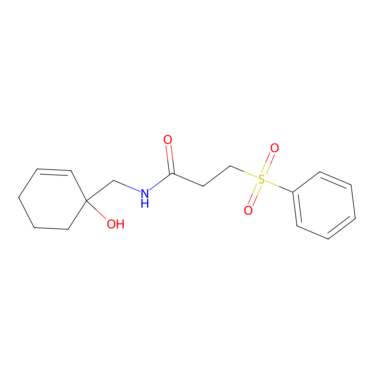 3-(benzenesulfonyl)-N-[(1-hydroxycyclohex-2-en-1-yl)methyl]propanamide molecular structure, CAS 2097866-87-8