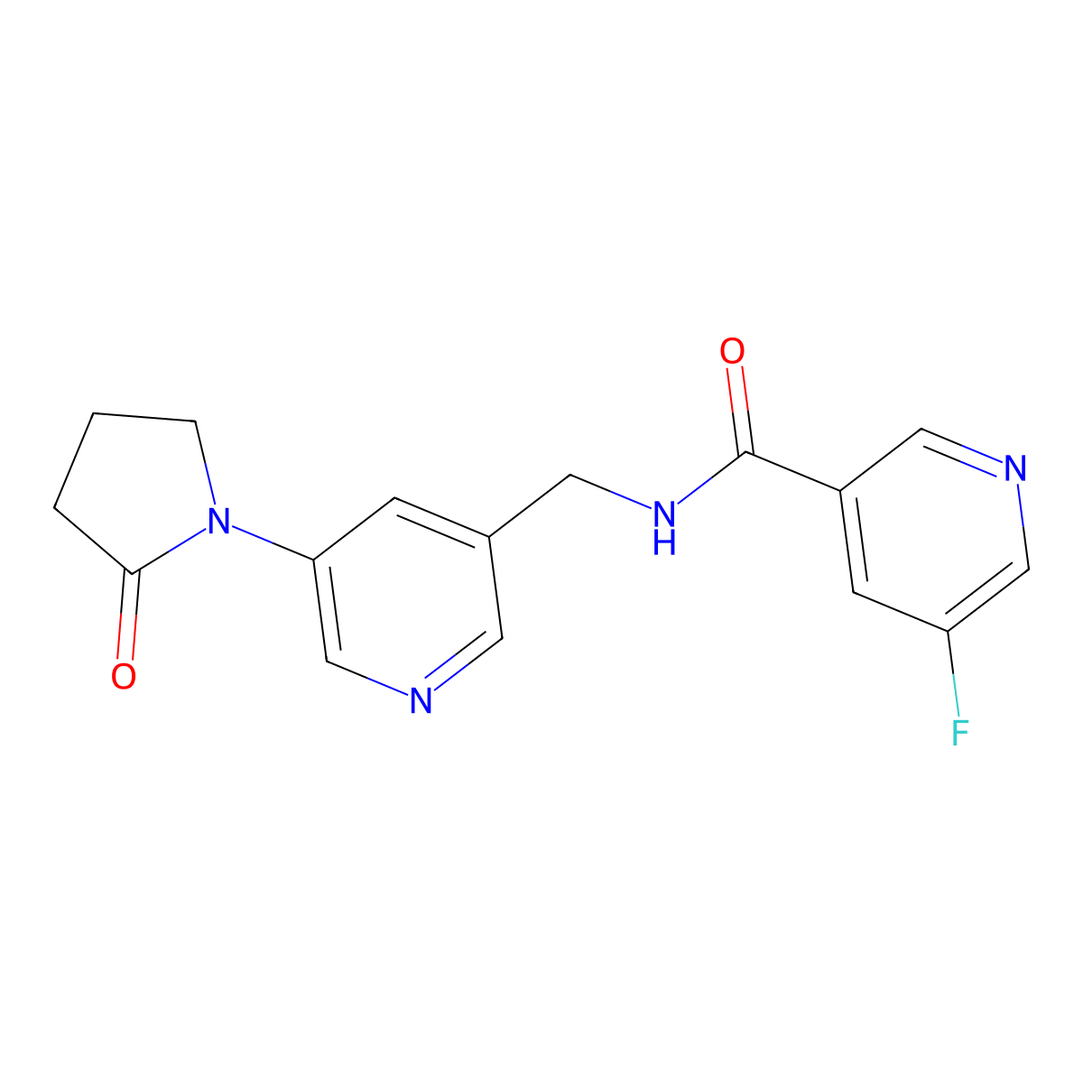 5-fluoro-N-{[5-(2-oxopyrrolidin-1-yl)pyridin-3-yl]methyl}pyridine-3-carboxamide molecular structure, CAS 2097866-89-0