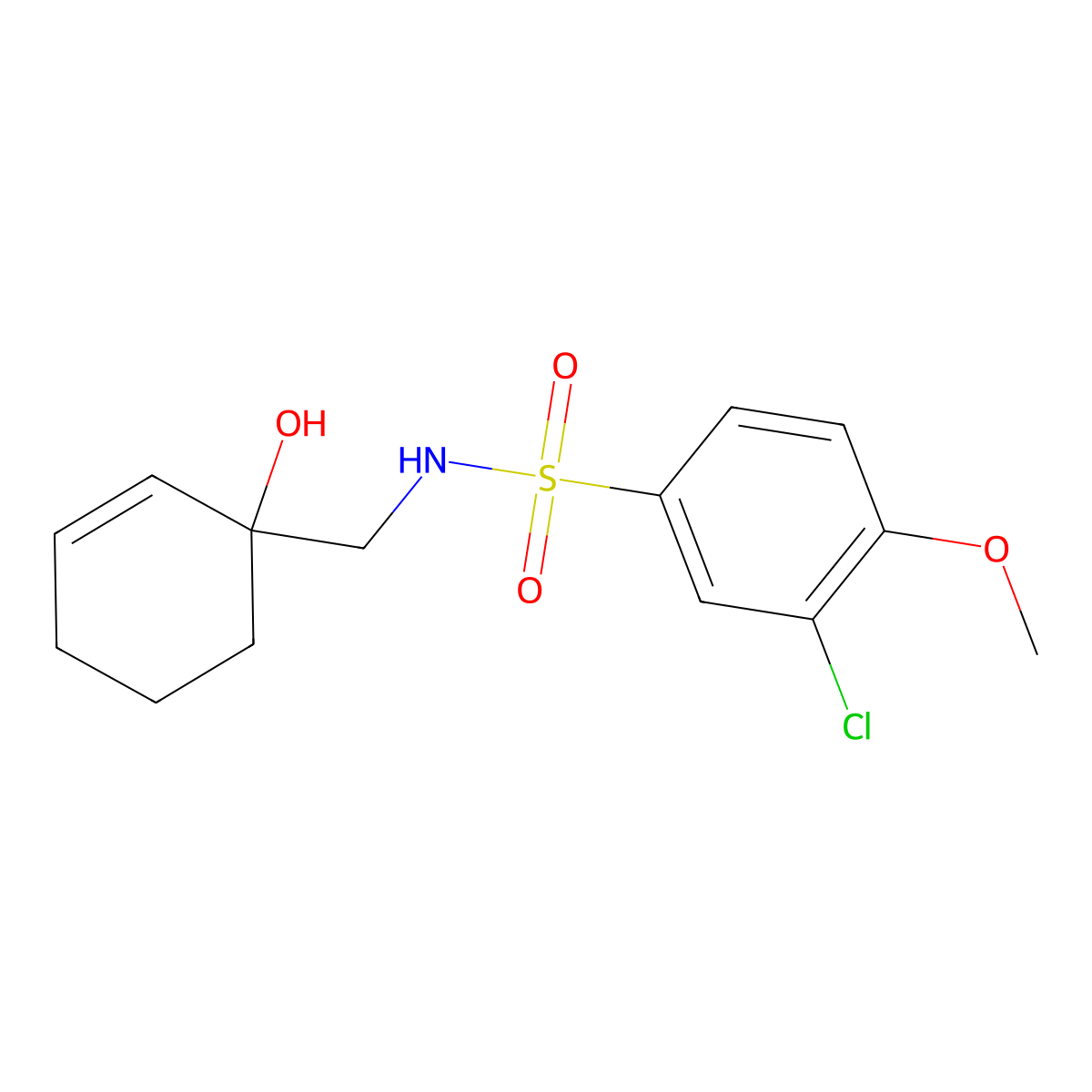 3-chloro-N-[(1-hydroxycyclohex-2-en-1-yl)methyl]-4-methoxybenzene-1-sulfonamide molecular structure, CAS 2097866-99-2