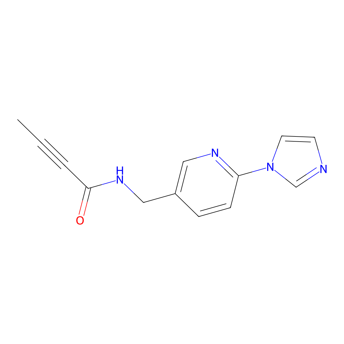N-{[6-(1H-imidazol-1-yl)pyridin-3-yl]methyl}but-2-ynamide molecular structure, CAS 2097867-00-8