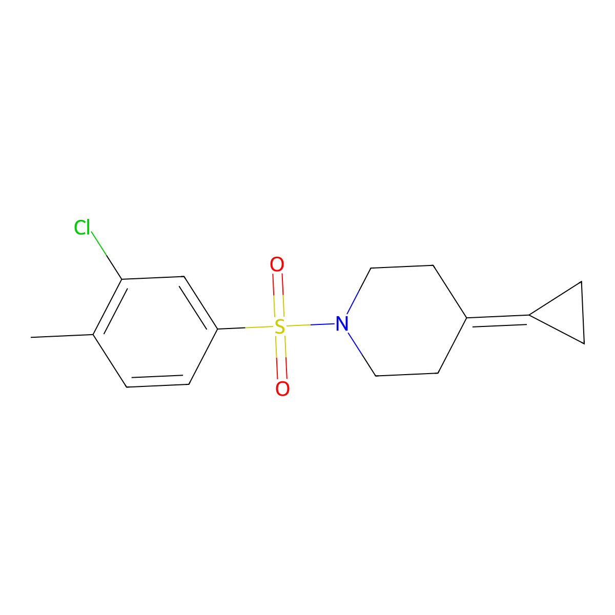 1-((3-Chloro-4-methylphenyl)sulfonyl)-4-cyclopropylidenepiperidine molecular structure, CAS 2097867-08-6