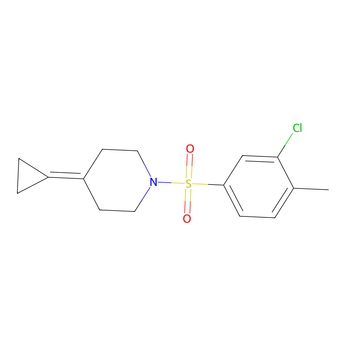 1-((3-Chloro-4-methylphenyl)sulfonyl)-4-cyclopropylidenepiperidine molecular structure, CAS 2097867-08-6
