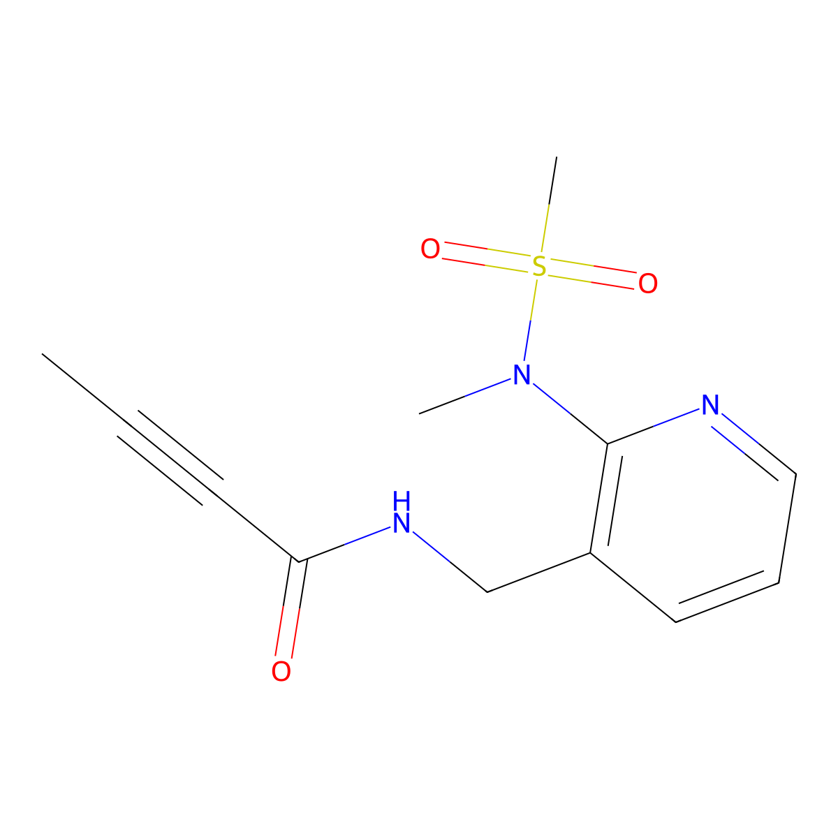 N-((2-(N-methylmethylsulfonamido)pyridin-3-yl)methyl)but-2-ynamide molecular structure, CAS 2097867-09-7