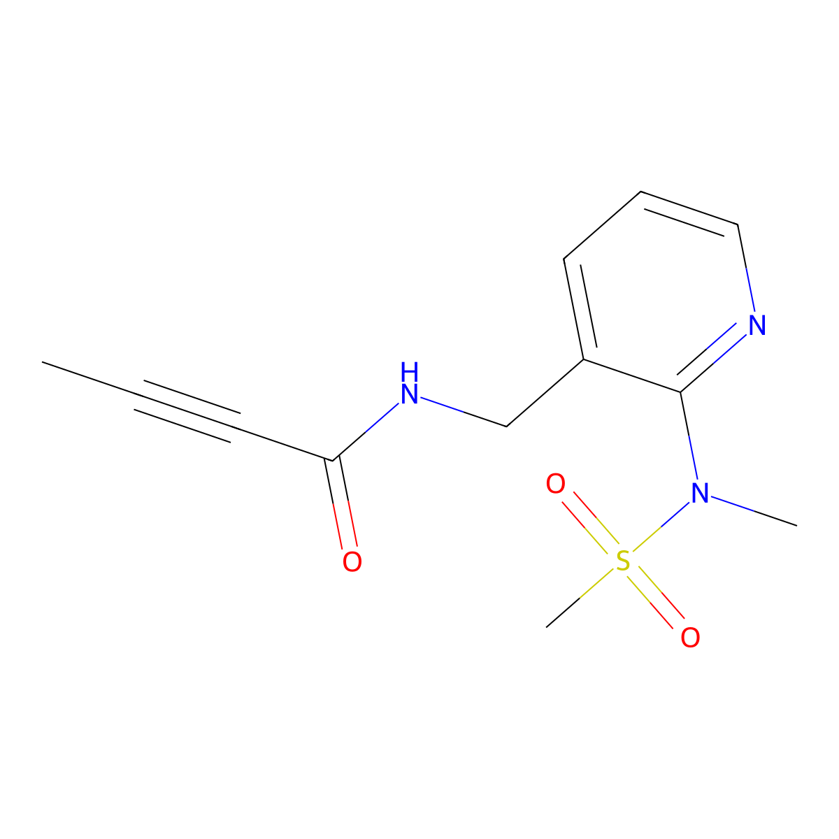 N-((2-(N-methylmethylsulfonamido)pyridin-3-yl)methyl)but-2-ynamide molecular structure, CAS 2097867-09-7