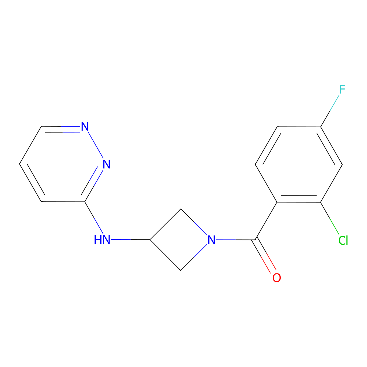 N-[1-(2-chloro-4-fluorobenzoyl)azetidin-3-yl]pyridazin-3-amine molecular structure, CAS 2097867-11-1