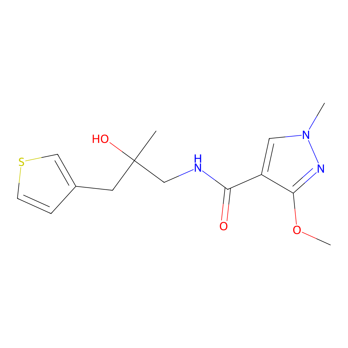N-[2-hydroxy-2-methyl-3-(thiophen-3-yl)propyl]-3-methoxy-1-methyl-1H-pyrazole-4-carboxamide molecular structure, CAS 2097867-15-5